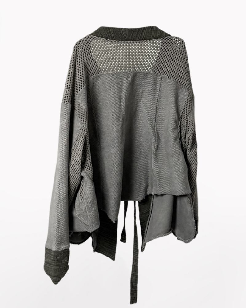 Wasteland Color-Block Loose Cotton Kimono Jacket