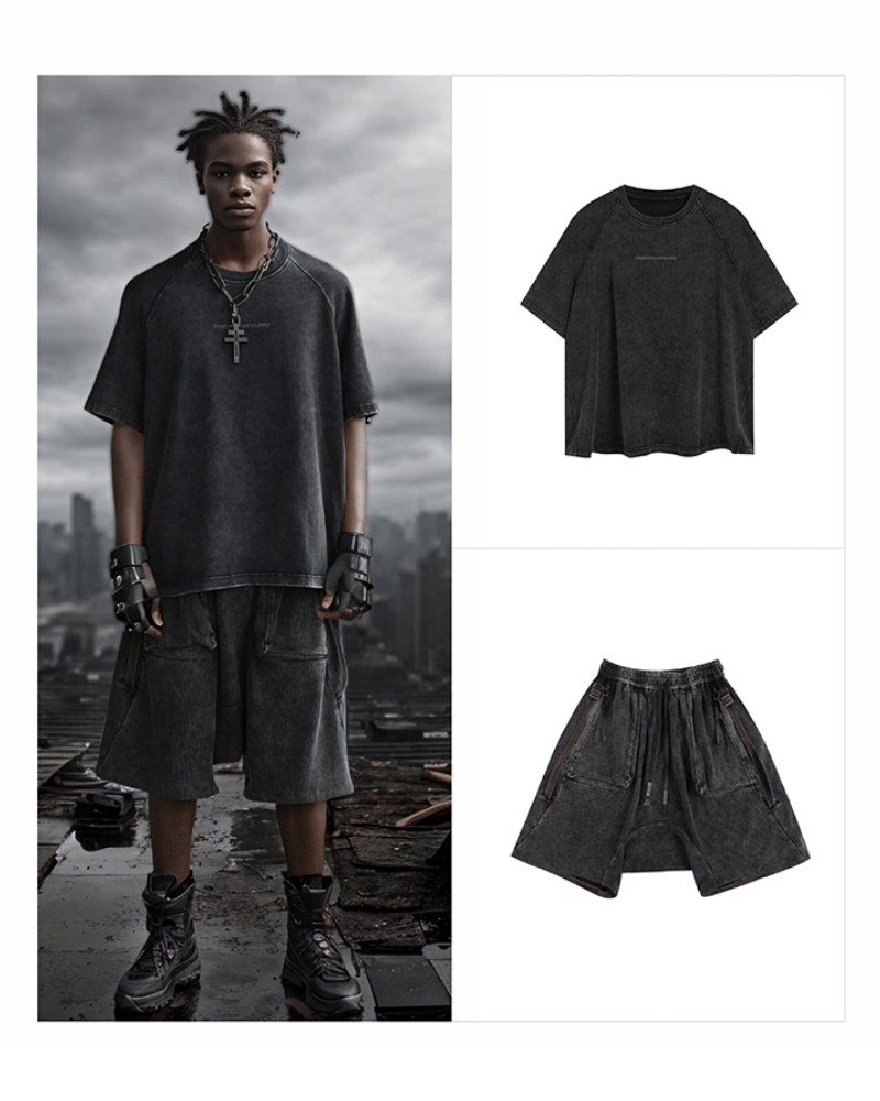 Wasteland Distressed Low-Crotch Cargo Shorts