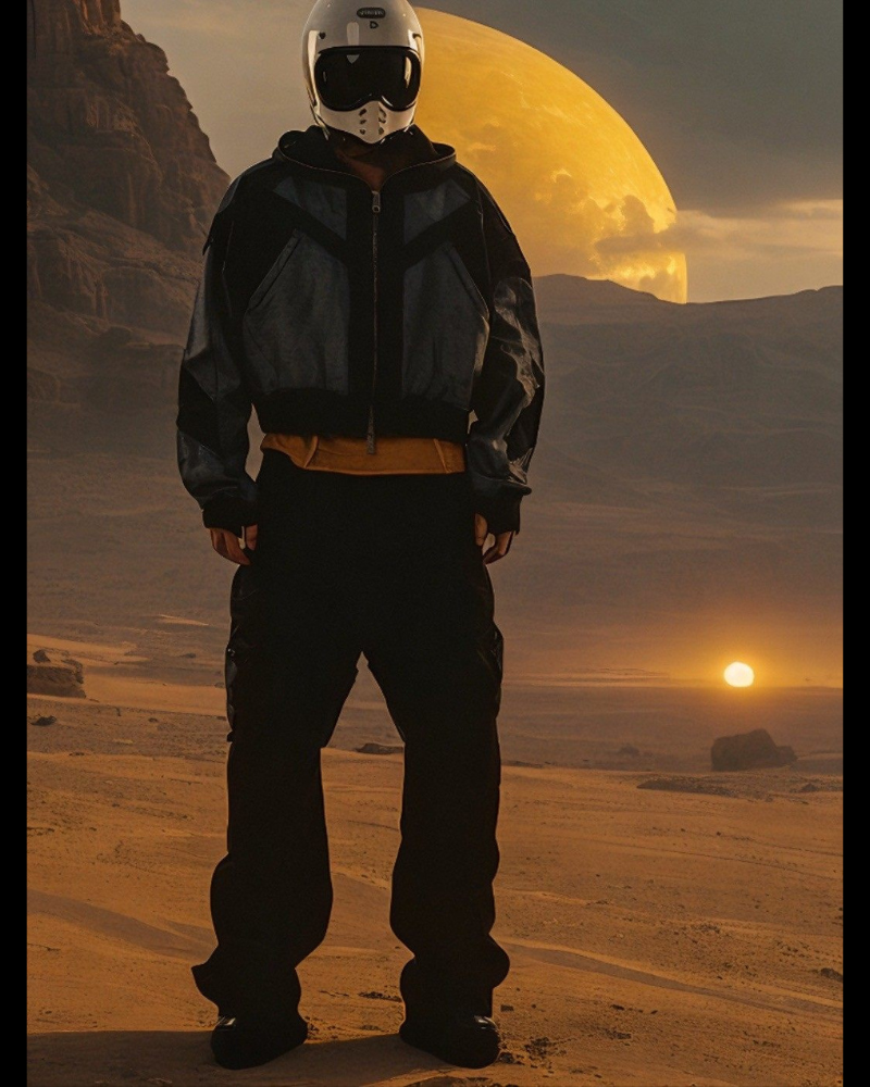 Wasteland-Style Distressed Layered Patchwork Zip-Up Hoodie