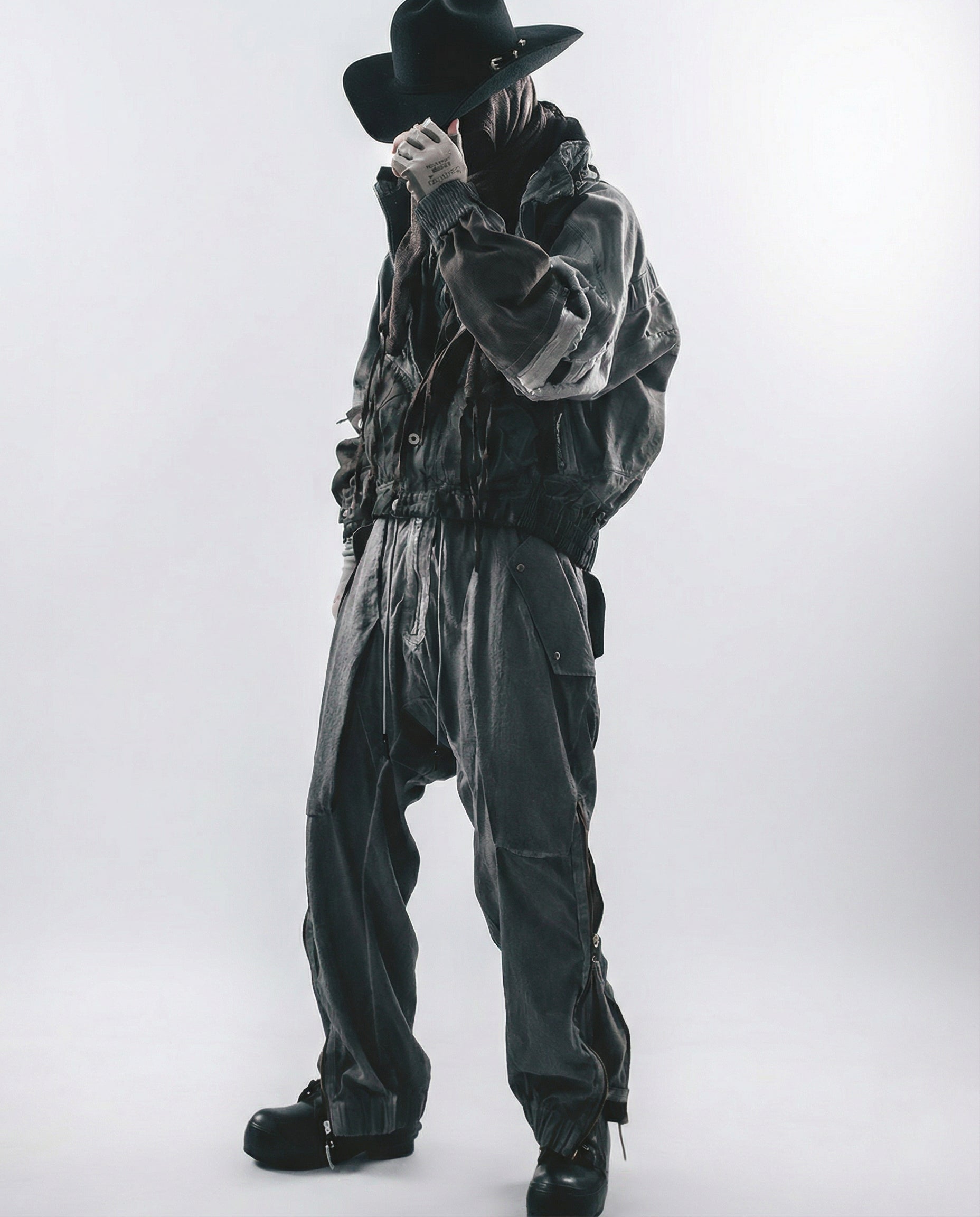 Wasteland-Style Distressed Mecha Flight Hood Jacket