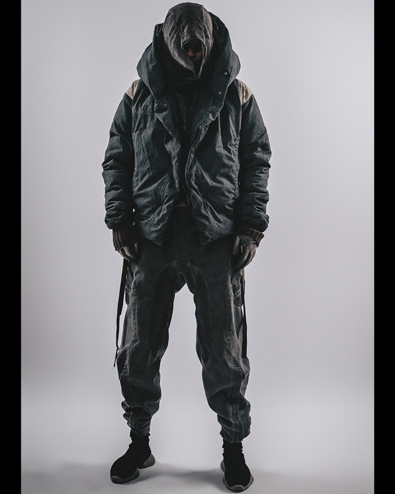 Wasteland-Style Functional Short Wizard Hood Down Jacket