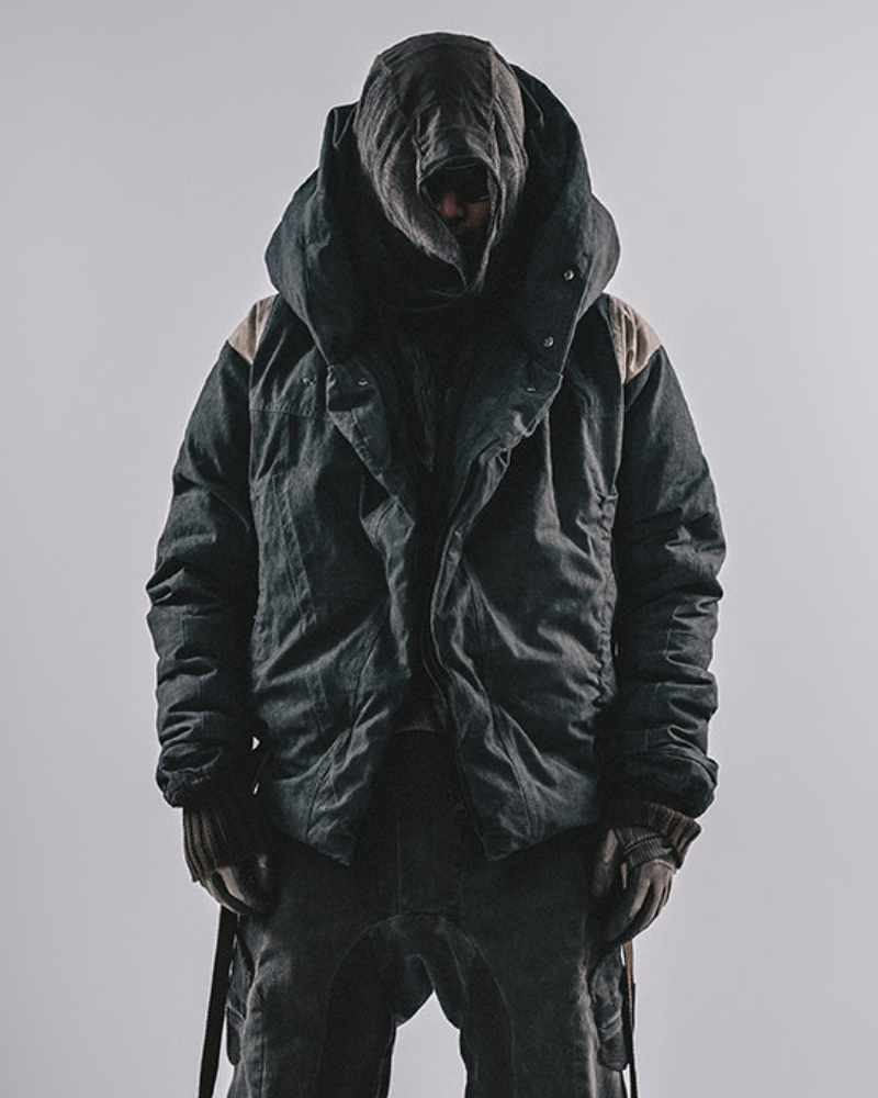 Wasteland-Style Functional Short Wizard Hood Down Jacket