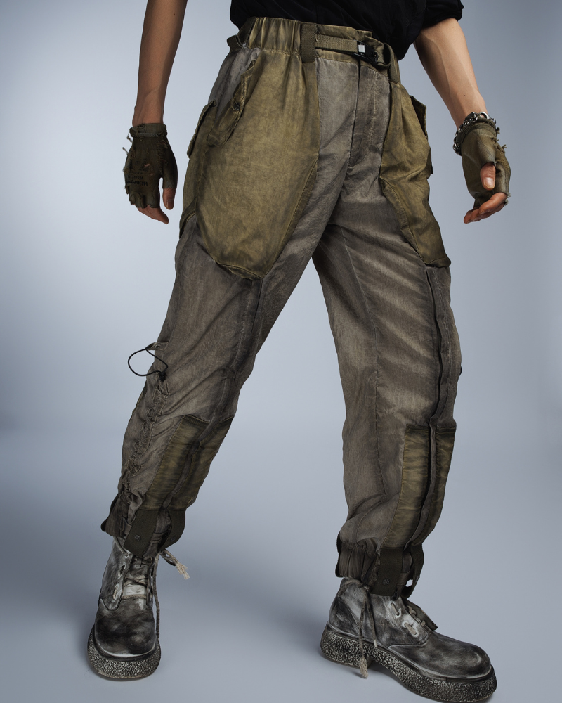 Wasteland Wear Dirty Dyed Cargo Zipper Pants