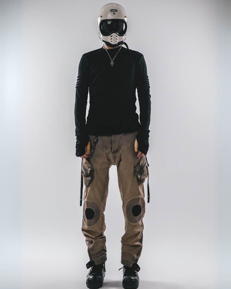 Wasteland Wear Mech Multi-Pocket Washed Distressed Casual Pants
