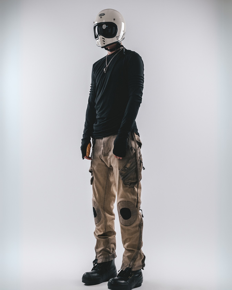 Wasteland Wear Mech Multi-Pocket Washed Distressed Casual Pants