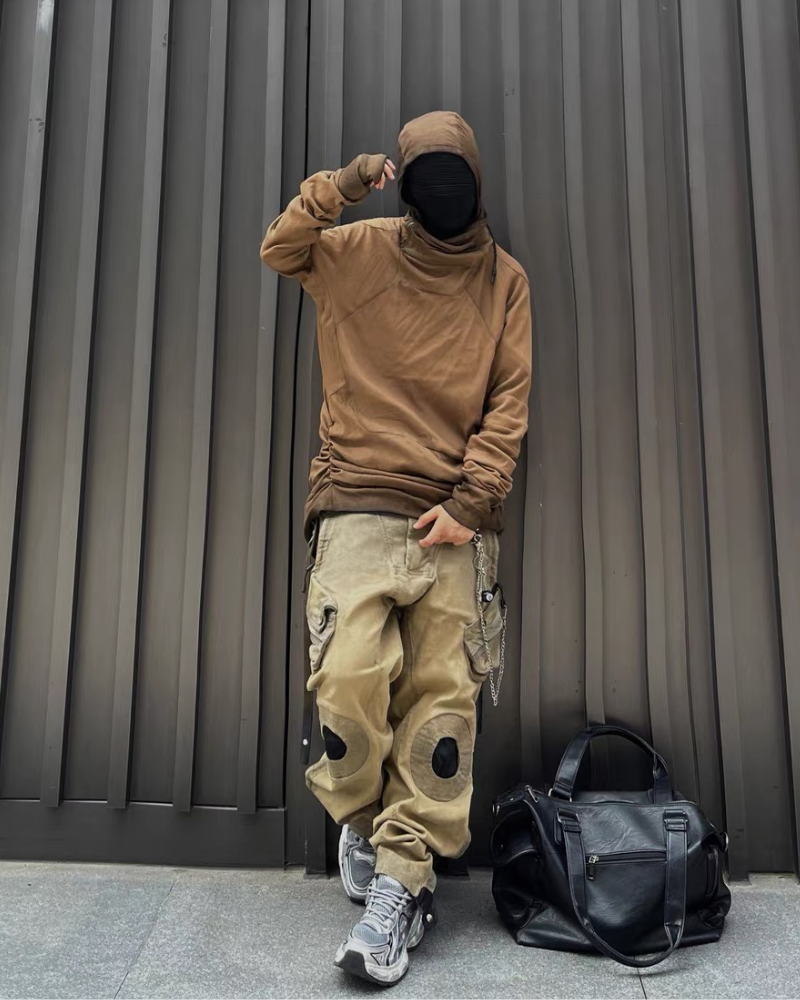 Wasteland Wear Mech Multi-Pocket Washed Distressed Casual Pants