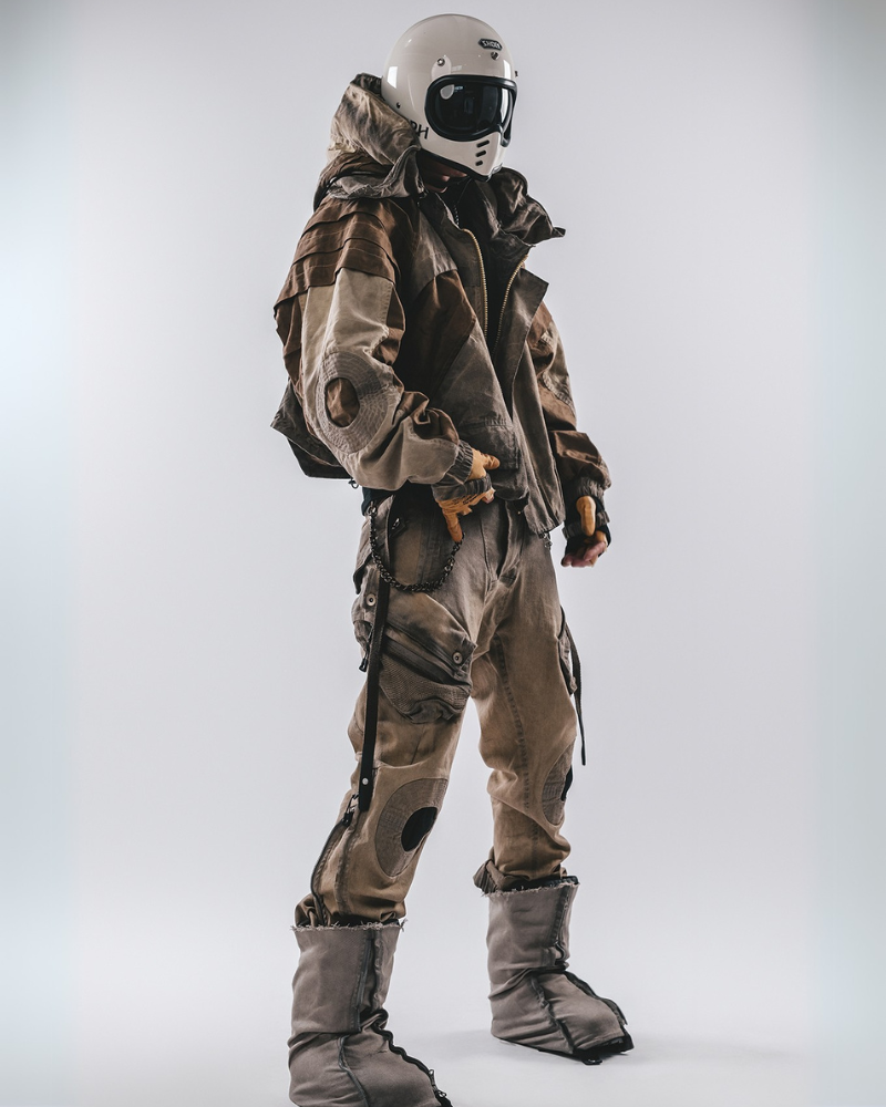 Wasteland Wear Mech Multi-Pocket Washed Distressed Casual Pants