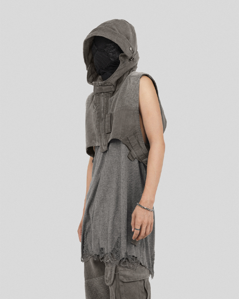 Wasteland Wear Patchwork Hooded Vest