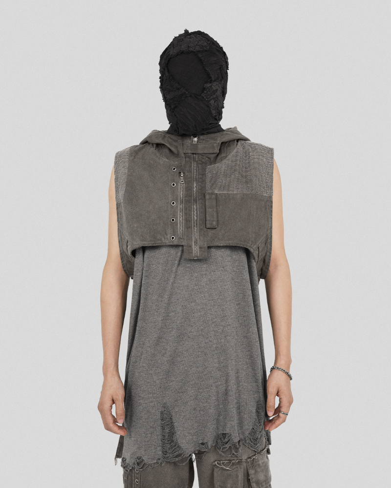 Wasteland Wear Patchwork Hooded Vest