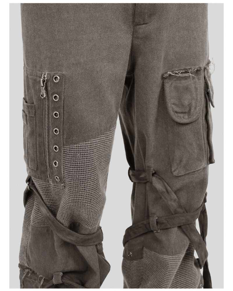 Wasteland Wear Straps Patchwork Cargo Y2K Pants