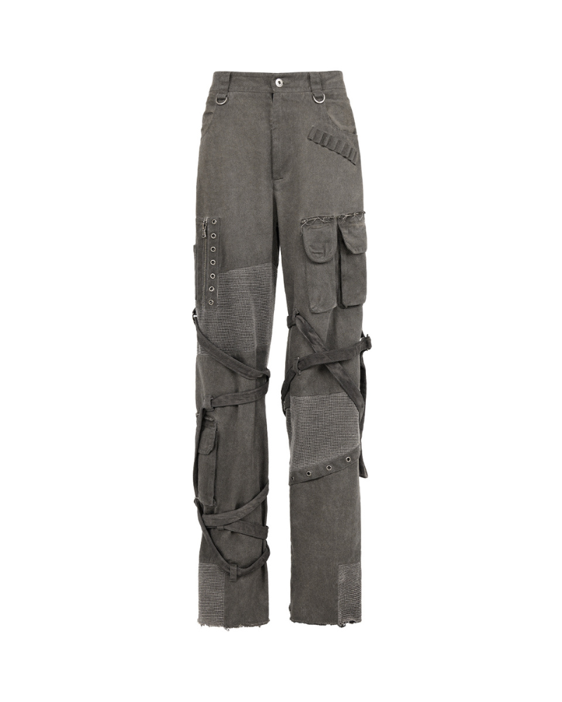 Wasteland Wear Straps Patchwork Cargo Y2K Pants