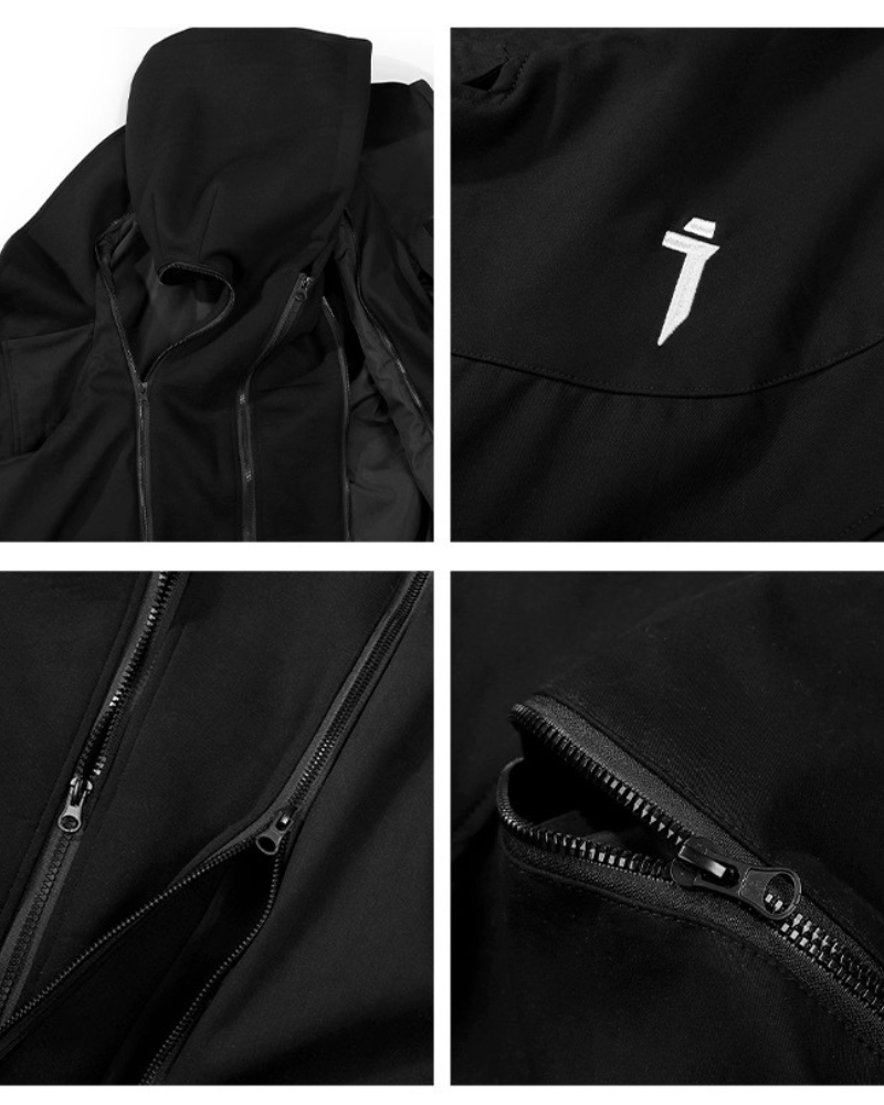 Wasteland Wear Torn Hem Fake Two-piece Unisex Jacket