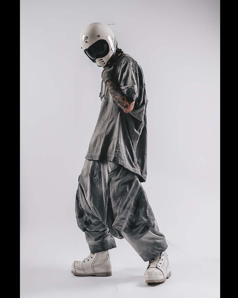 Wasteland Wear Wash Patchwork Zipper Hakama Pants