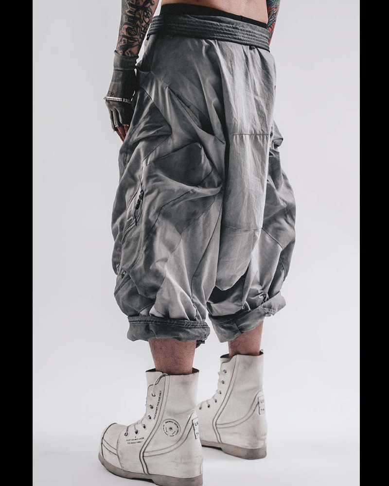 Wasteland Wear Wash Patchwork Zipper Hakama Pants