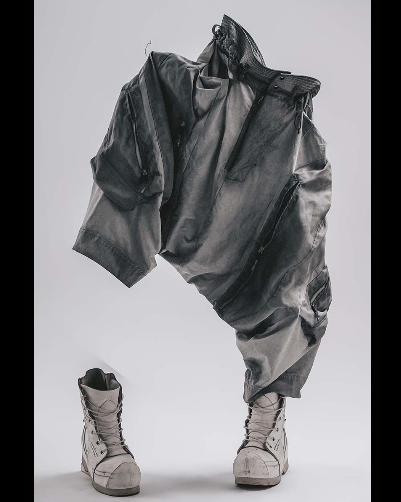 Wasteland Wear Wash Patchwork Zipper Hakama Pants