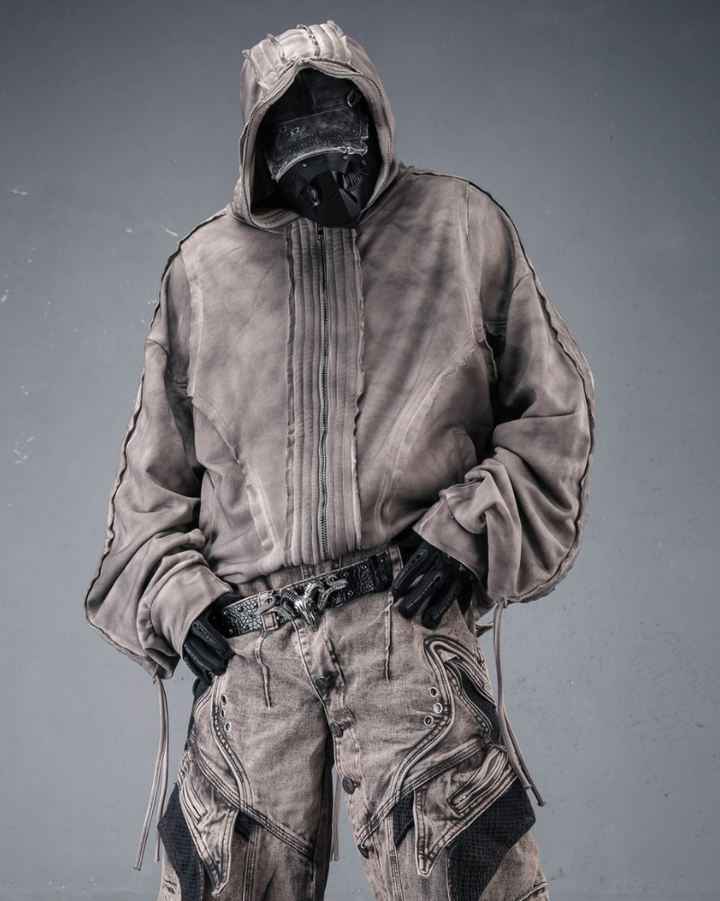 Darkwear Wasteland Distressed Full-Zip Balaclava Hoodie