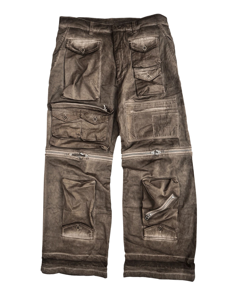 Wasteland Multi-Pocket Washed Detachable Cargo Pants