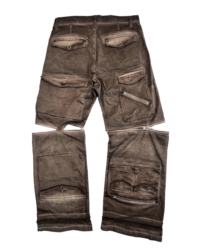 Wasteland Multi-Pocket Washed Detachable Cargo Pants