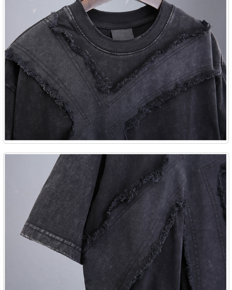 Wasteland Street Distressed Washed Cross-Panel T-Shirt