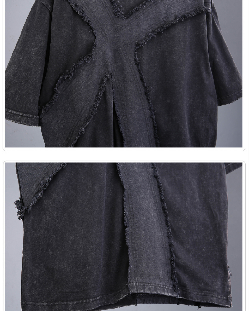 Wasteland Street Distressed Washed Cross-Panel T-Shirt