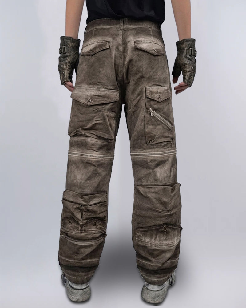 Wasteland Multi-Pocket Washed Detachable Cargo Pants