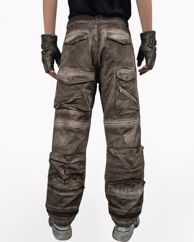 Wasteland Multi-Pocket Washed Detachable Cargo Pants