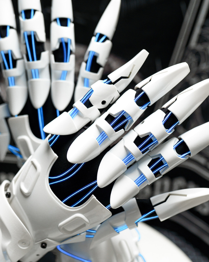 White Knight Cyberpunk Gloves & Wrist Armor & Mask (Sold Separately)