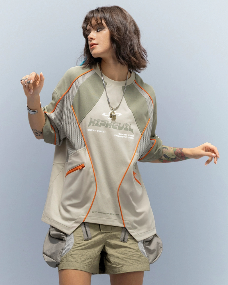 XIPHEVIL Cyberpunk Grid Dreamweave Quick-Dry T-Shirt