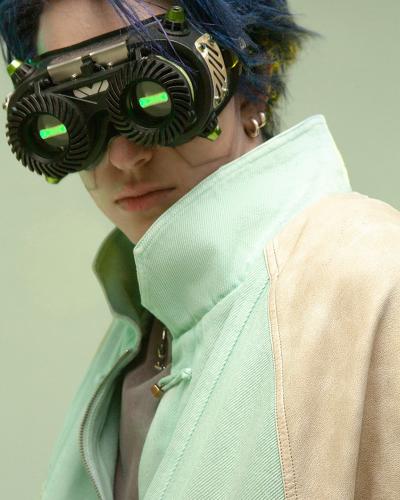 XIPHEVIL Cyberpunk Outfits 3D Embossed PU Patchwork Jacket