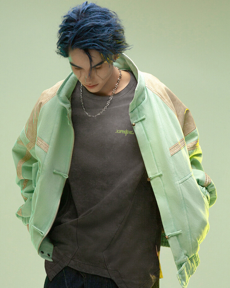 XIPHEVIL Cyberpunk Outfits 3D Embossed PU Patchwork Jacket