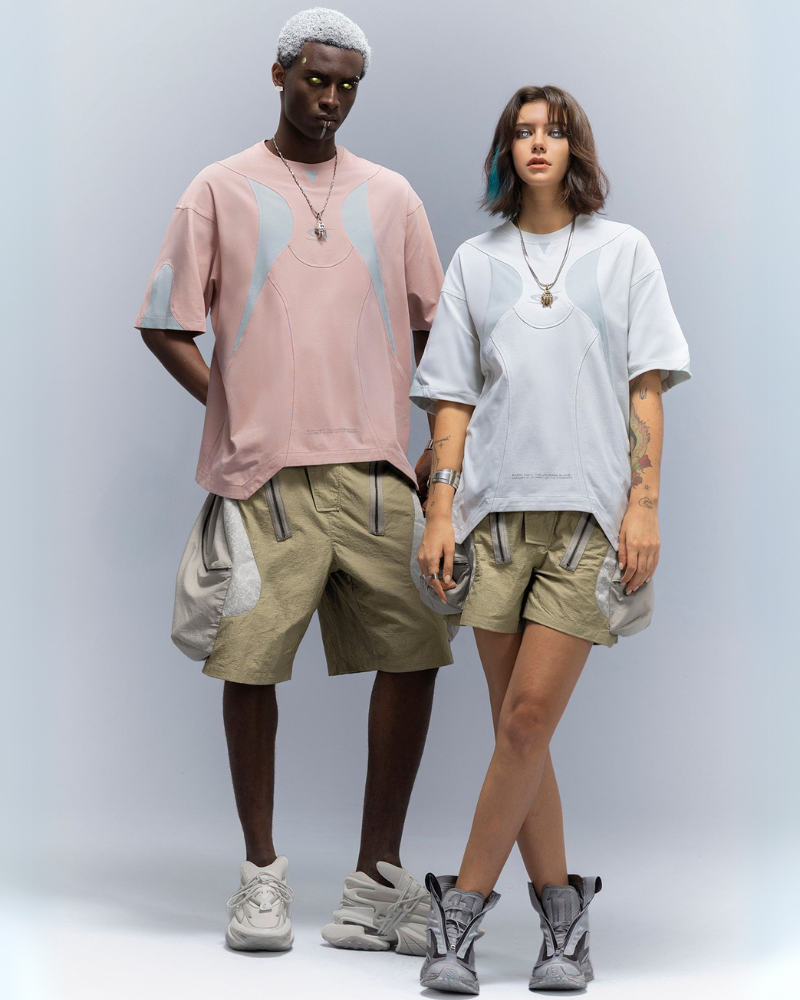 XIPHEVIL Cyberpunk Street-Style Star Arc Cocoon Pocket Shorts - Women