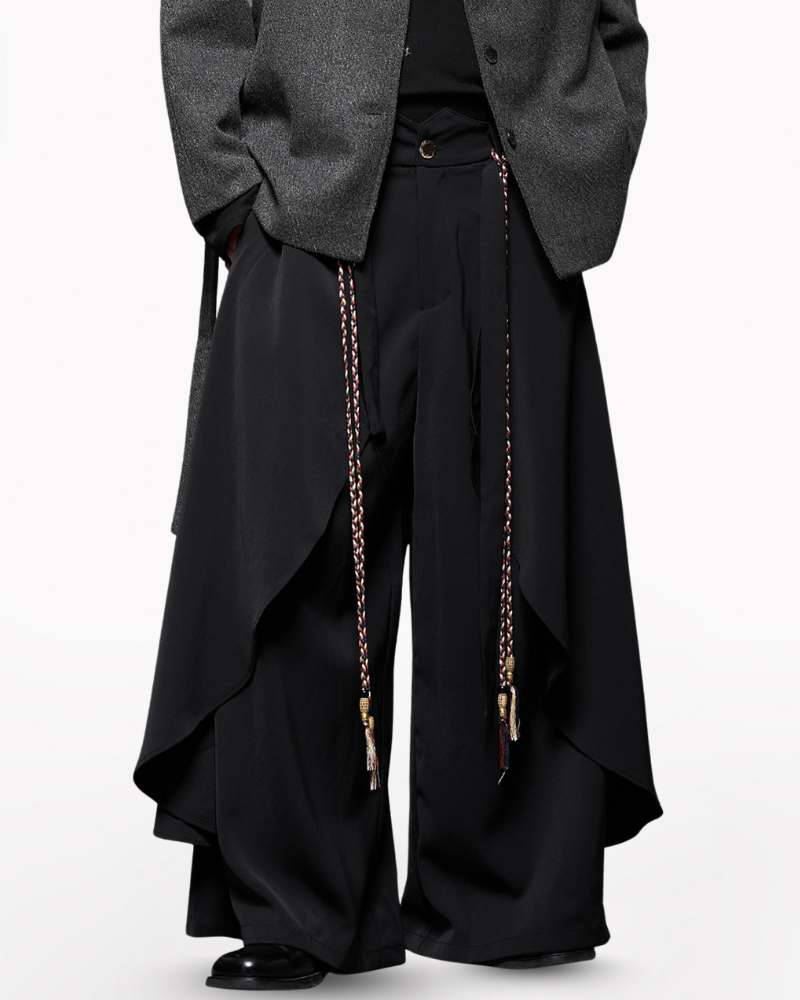 Modern Japanese Dark Aesthetic Wide-Leg Hakama Pants – Techwear