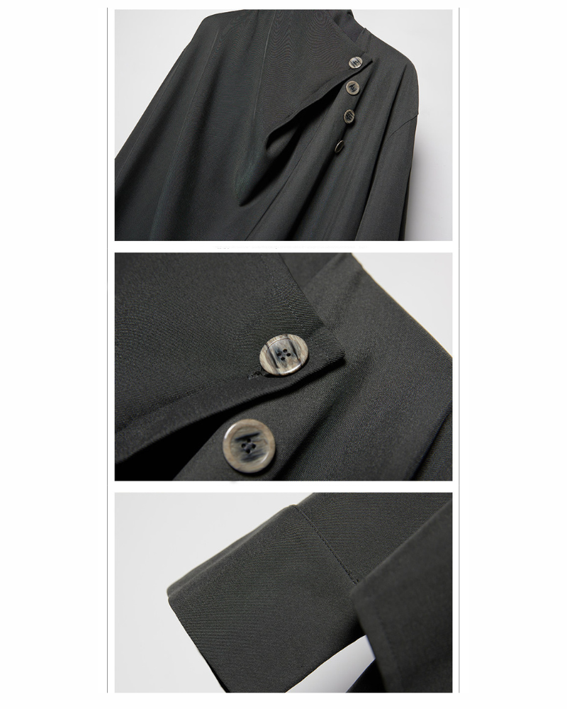 Yamamoto Half-Stand Draped Collar Long-Sleeve Shirt