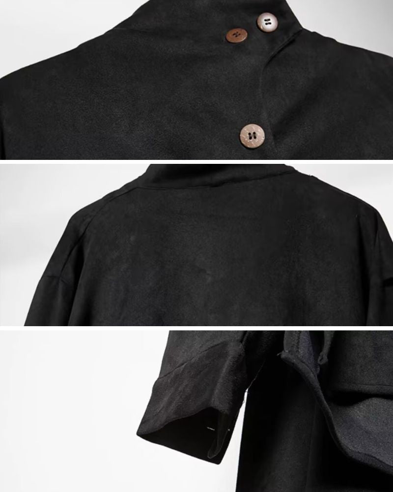 Yamamoto Shawl Collar Suede Sweatshirt