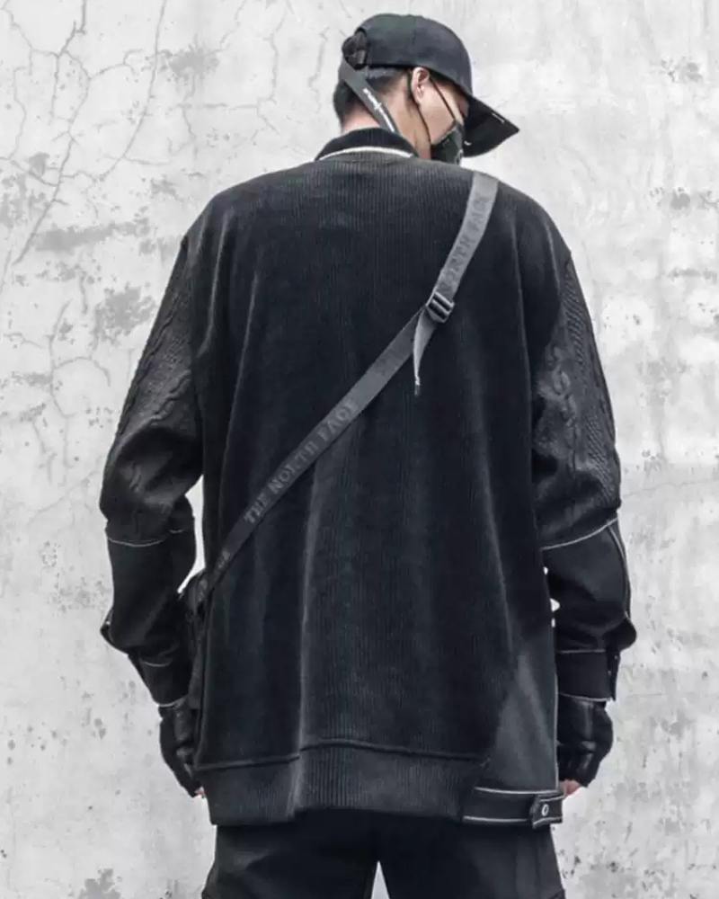Yamamoto-Style Patchwork Oversized Mock-Neck Sweatshirt