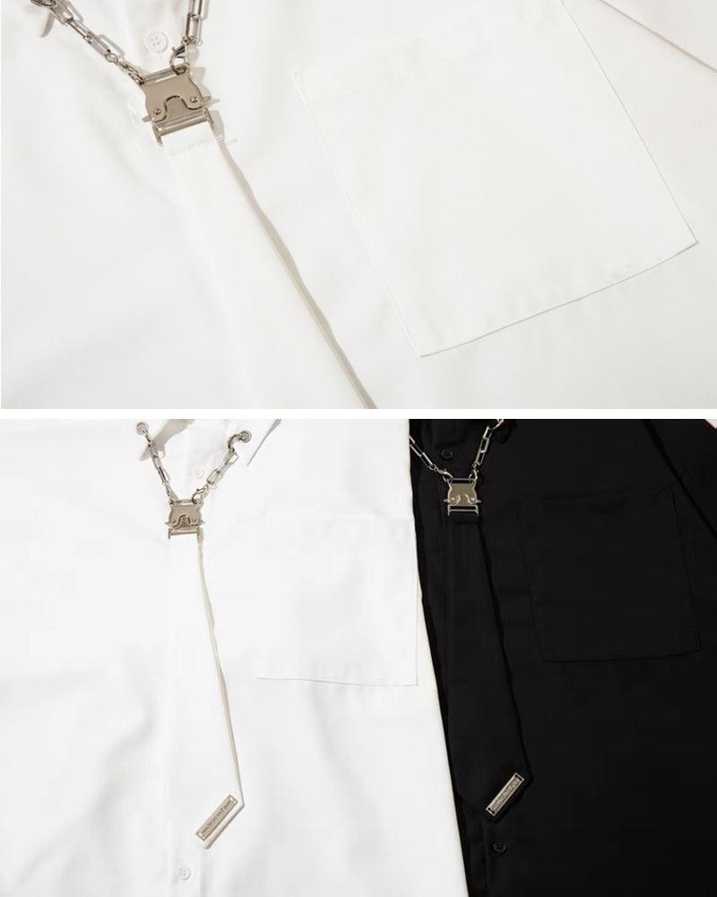 After Fashion Chain Tie Long Sleeve Shirt - Techwear Official