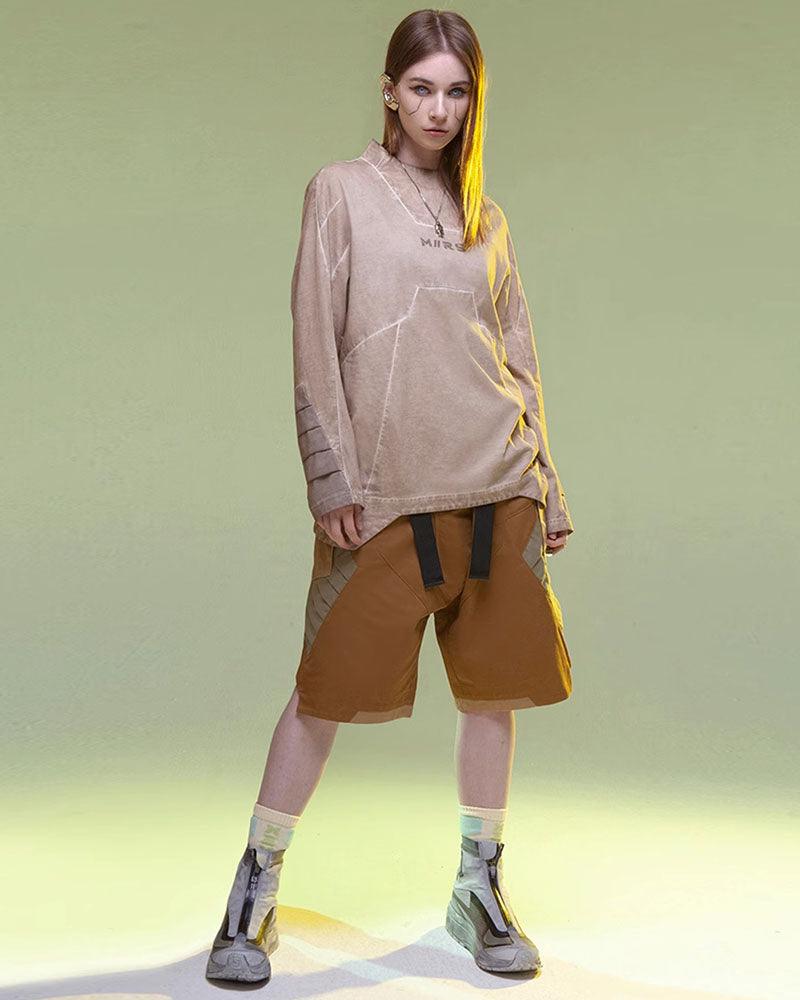 Cyberpunk 3D Cut Dyed Washed Sweatshirt - Techwear Official