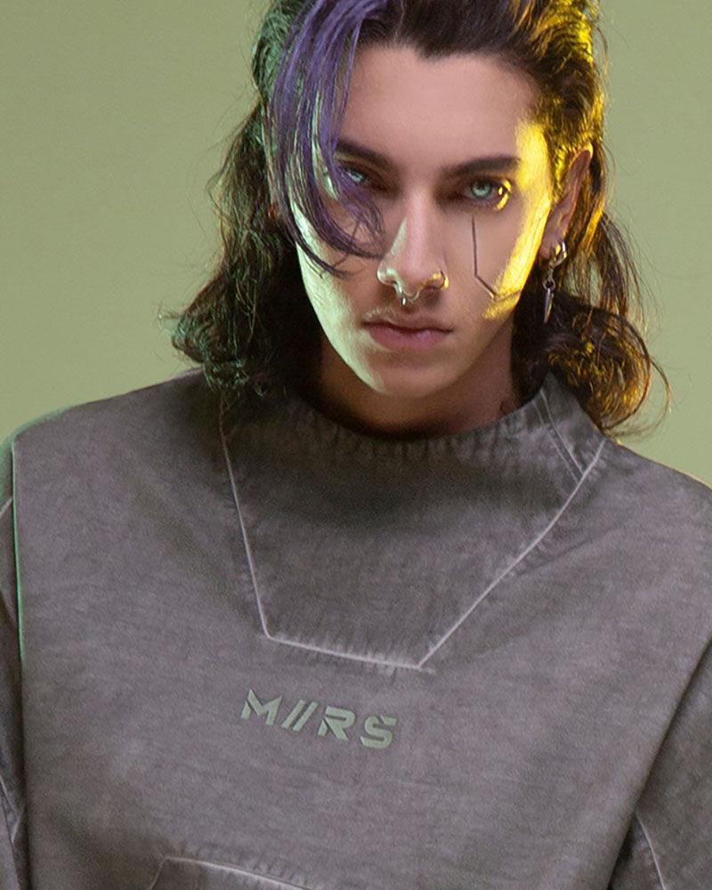 Cyberpunk 3D Cut Dyed Washed Sweatshirt - Techwear Official