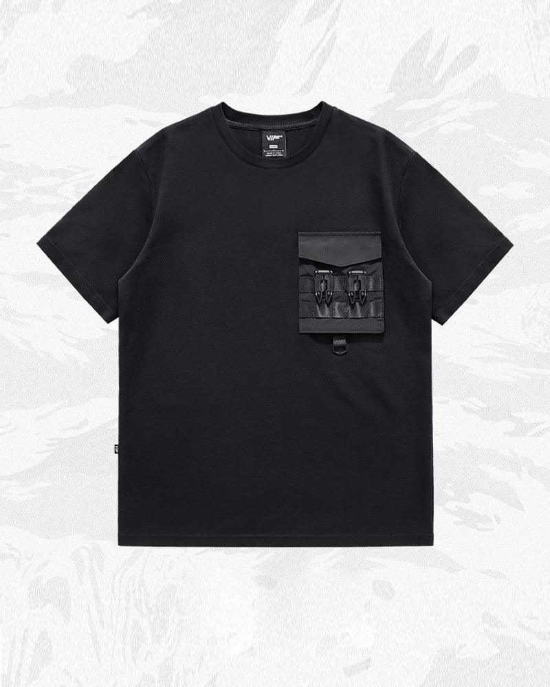 Techwear T-shirts,tactical shirt,mens black tees,cargo t-shirt men&