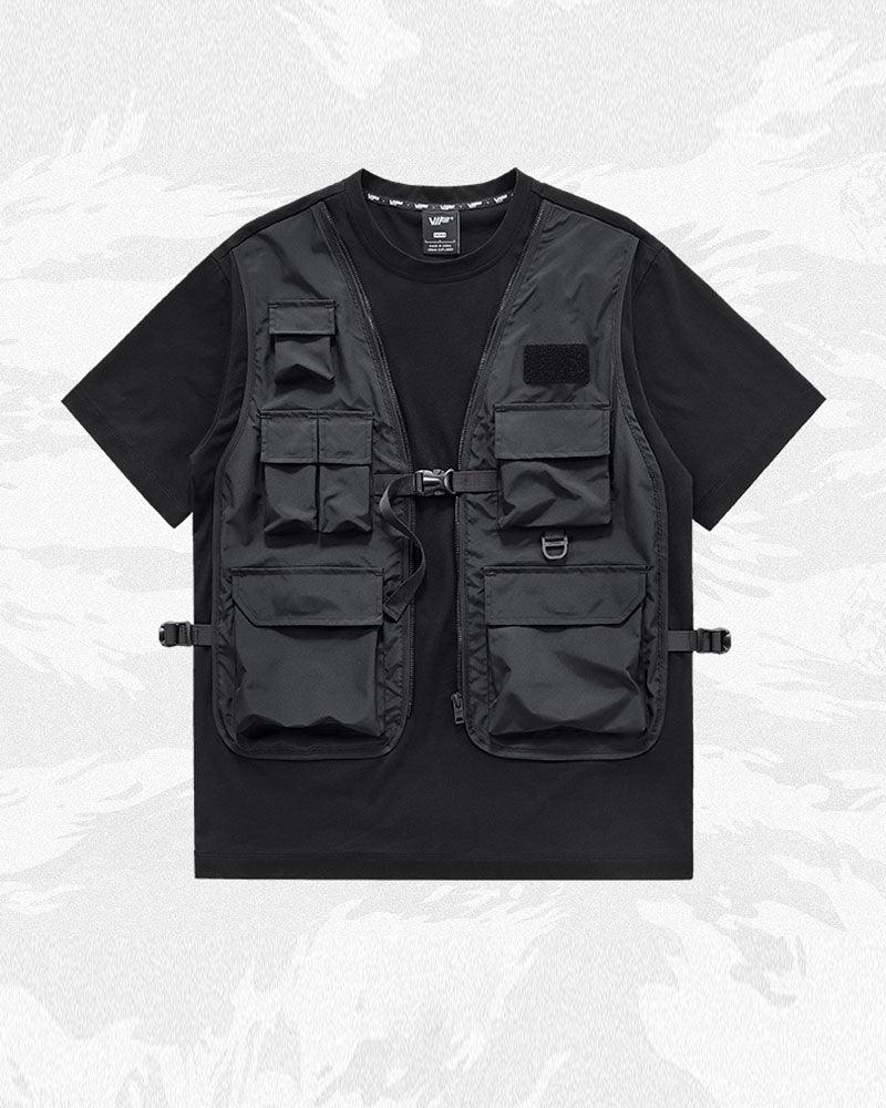 Techwear T-shirts,tactical shirt,mens black tees,cargo t-shirt men&