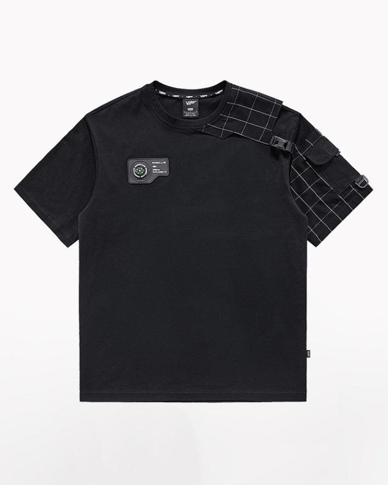 Techwear T-shirts,tactical shirt,mens black tees,cargo t-shirt men&