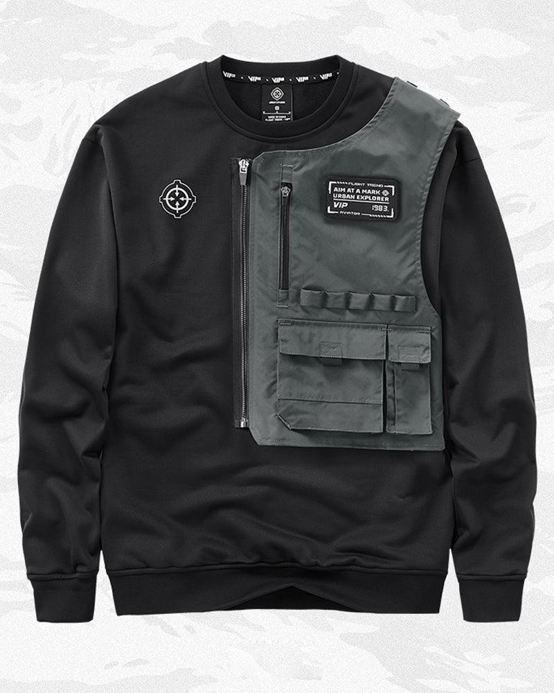 crewneck sweatshirt,black sweatshirt,mens sweatshirt,tactical hoodie,lightweight hoodie,techwear hoodie,cyberpunk techwear hoodie,streetwear hoodie,pullover hoodie,techwear,affordable techwear,techwear fashion,Japanese techwear,techwear outfits,futuristic clothing,cyberpunk clothing,cyberpunk techwear,cyberpunk fashion