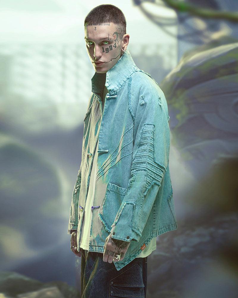 Irregular Cyberpunk Denim Jacket - Techwear Official