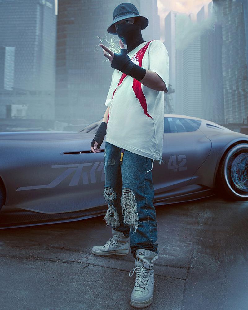 Laser Destroyed Cyberpunk Jeans - Techwear Official