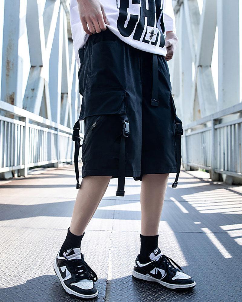 Techwear Ribbon Multi-Pocket Cargo Shorts - Techwear Official