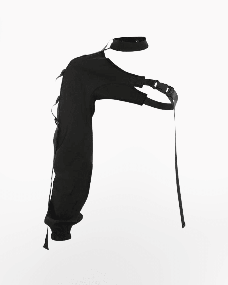 One Shoulder Sleeve Top,One Shoulder Top,One Shoulder Tops,Buckle Top,Crop Top Buckle