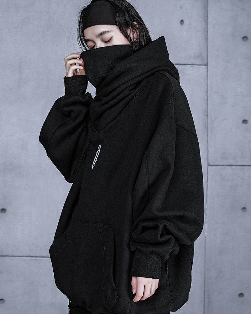 Wake Me Up Turtleneck Scarf Hoodie - Techwear Official