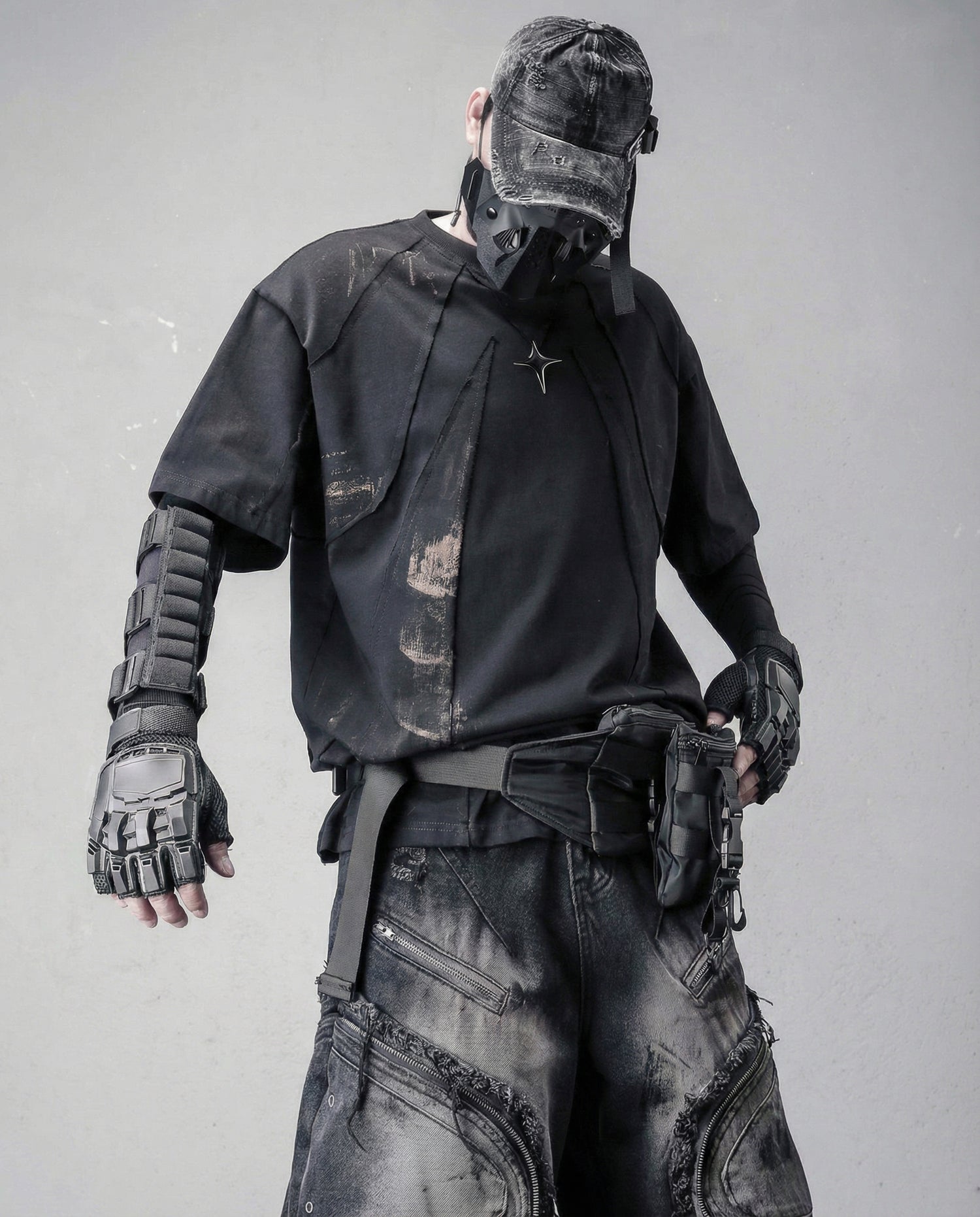 Streetwear Distressed Asymmetrical Cotton T-Shirt