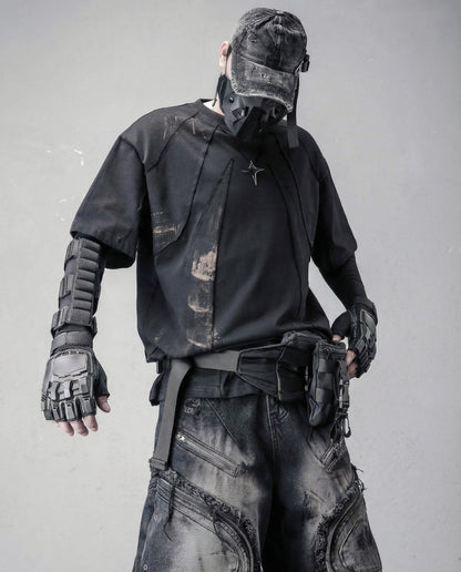 Streetwear Distressed Asymmetrical Cotton T-Shirt