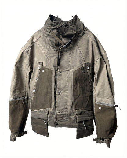 Wasteland Distressed Cotton Canvas Paneled Jacket 